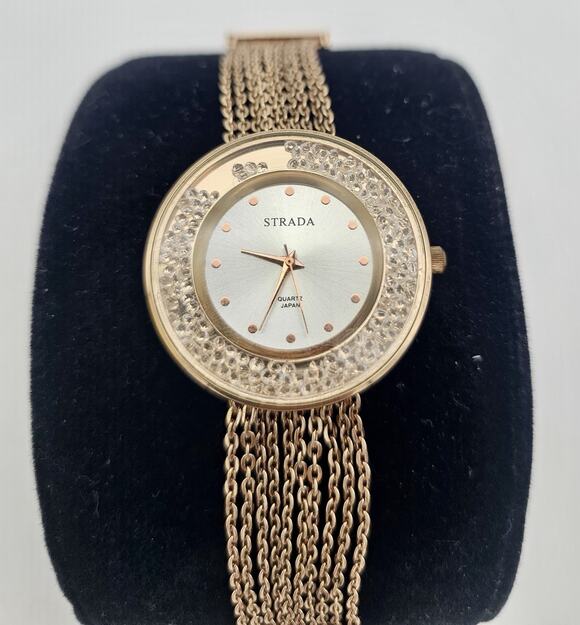 Strada Other - Strata Watch Women Rose Gold Tone Chain Bracelet And Clear Crystals